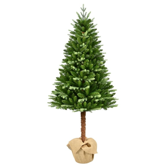 6 ft. Topiary Alpine Artificial Christmas Tree in Burlap Sac