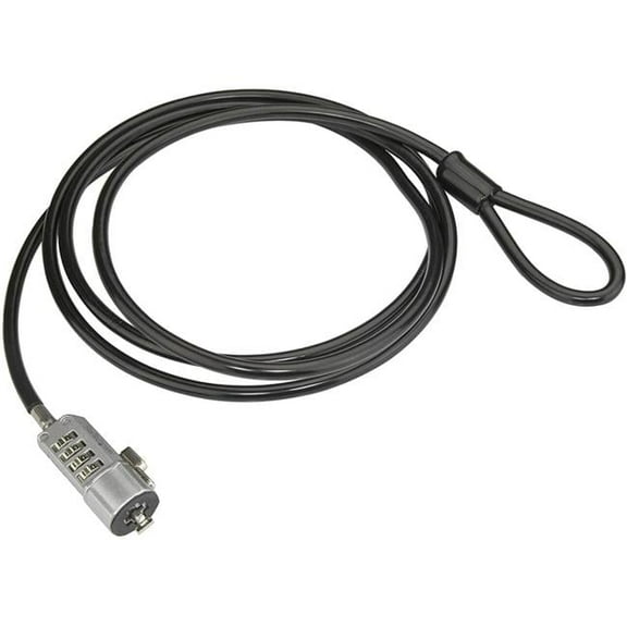 6 ft. Vinyl Coated Steel Laptop Combination Lock Cable, Silver