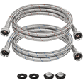 thumbnail image 1 of 6 ft Washing Machine Hoses 2 Pack 3/4" FHT Stainless Steel Washer Hoses, 304 Braided Stainless Steel Hot and Cold Water Connection Inlet Supply Lines for Washer, 1 of 7