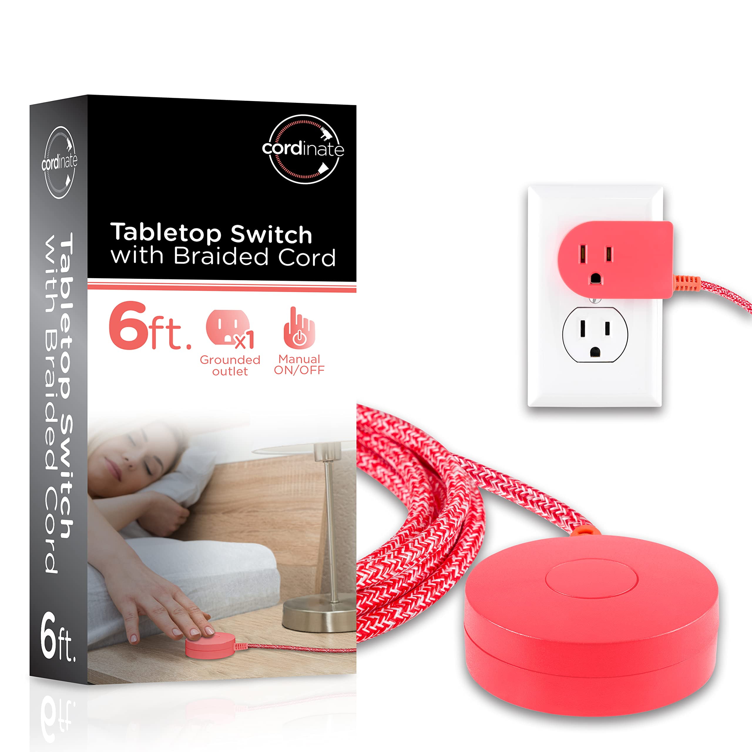The 6 ft extension cord with switch on/off plug, has a 3 prong base ...