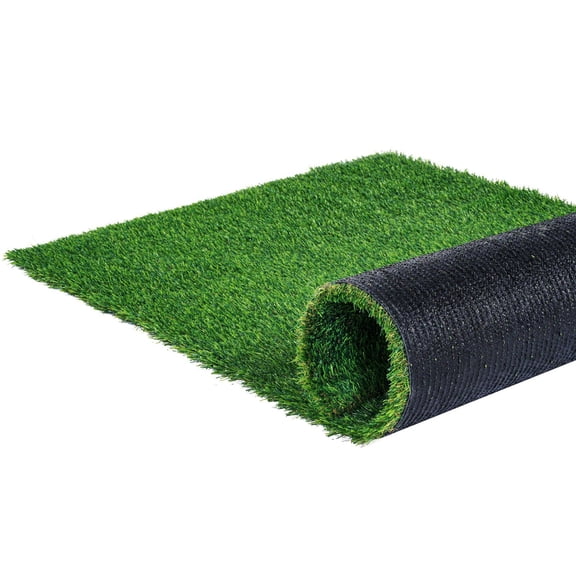 6 ft x 10 ft Realistic Artificial Turf Rug - Extra Thick 1.38" Green Fake Grass Mat with Drainage, Multipurpose Indoor Outdoor Use for Patio, Entryway, Dog Bed, Lawn Decoration, Easy to Clean