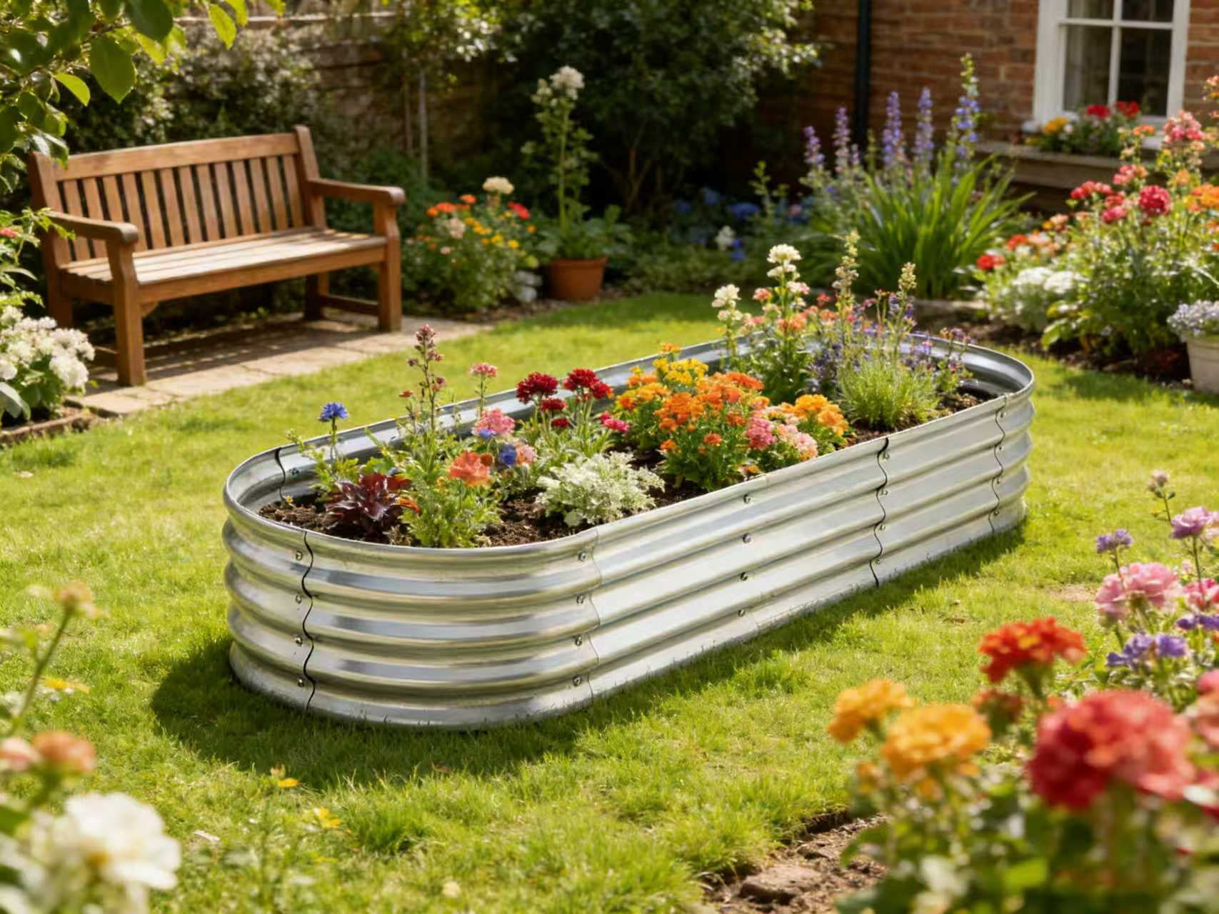 6 ft x 2 ft Raised Garden Bed Metal Elevated Planter for Vegetable Flower Herb