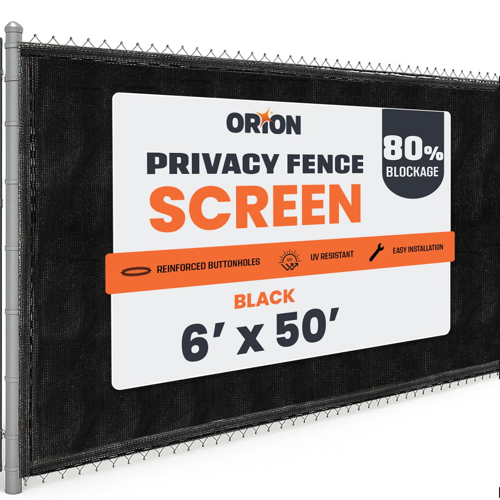 6 ft. x 50 ft. Privacy Screen Fence, Black