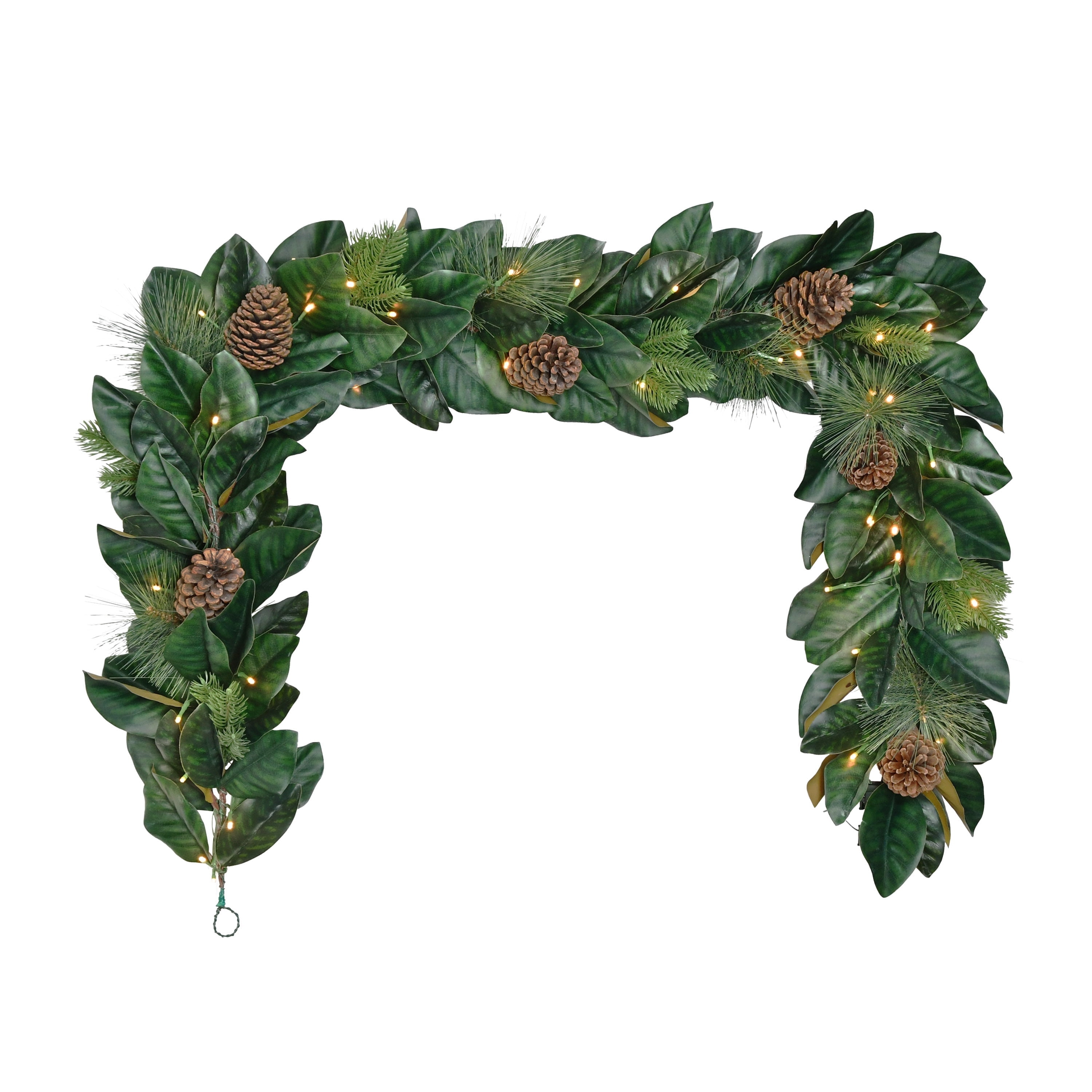 6 ft. x 9 in. Pre-Lit Magnolia Artificial Garland