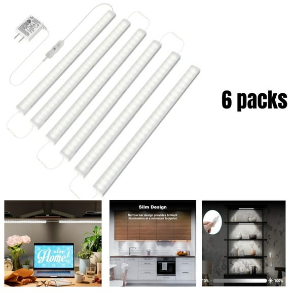 6 hard light strips equipped with plugs 12 Inch ultra-thin undercabinet lights: multi-scene dimming lighting magic, lighting up the kitchen and office life