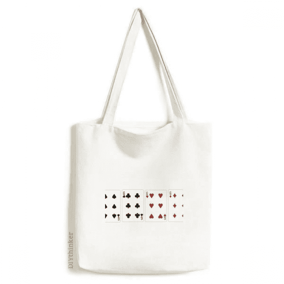 6 heart spade club pattern tote canvas bag shopping satchel casual handbag