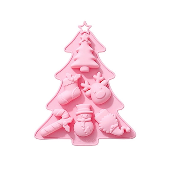 6-hole Christmas Tree Silicone Fondant Mold Cupcake Chocolate Candy Mould Cake Decorating Tool Party Supplies