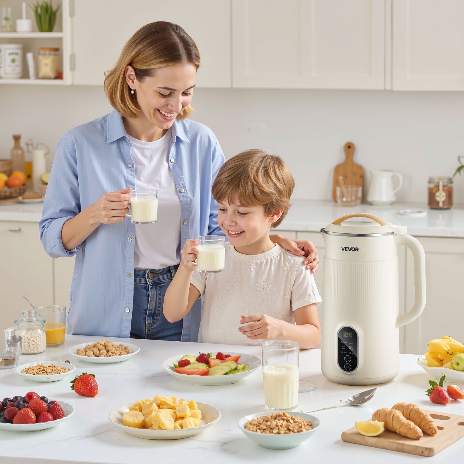 20 oz 6-in-1 Plant-Based Beverage Maker: Soy, Nut, Oat Milk & Juice Machine with High-Temp Auto Clean, 6 Blades, Water Boiling and 12H Delay