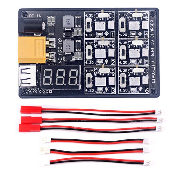 6 in 1 3.7V 3.8V 1S Lipo LiHv Battery Charger Board for Tiny 6 7 QX65 Mobula7 Accessories