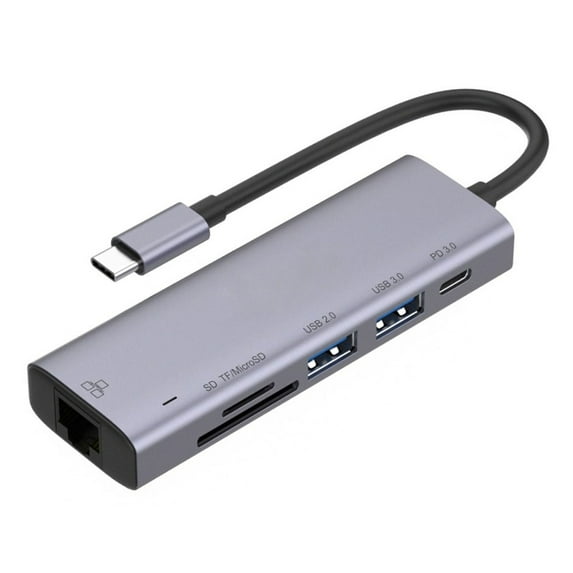 6-in-1 Adapter USB-C Hub for iPad 10.9" (2022 10th Gen) - RJ45 Ethernet Port TYPE-C PD Charger Card Reader Network