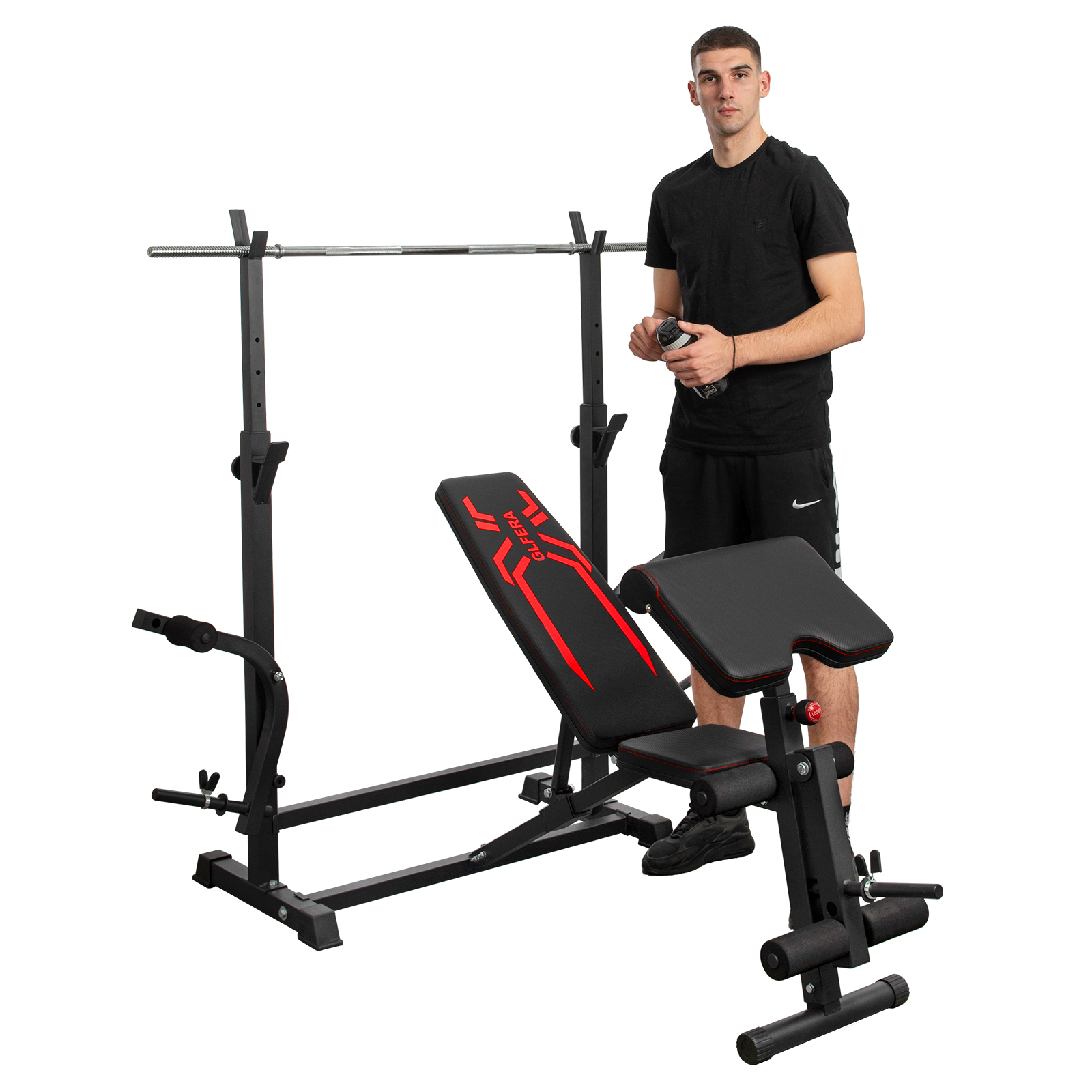 Body Champ BCB5268 Olympic Weight Bench with Arm Curl and Curl Bar