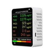 6-in-1 Air Quality Monitor, Large Screen Detector for PM2.5 HCHO TVOC CO CO2, Portable