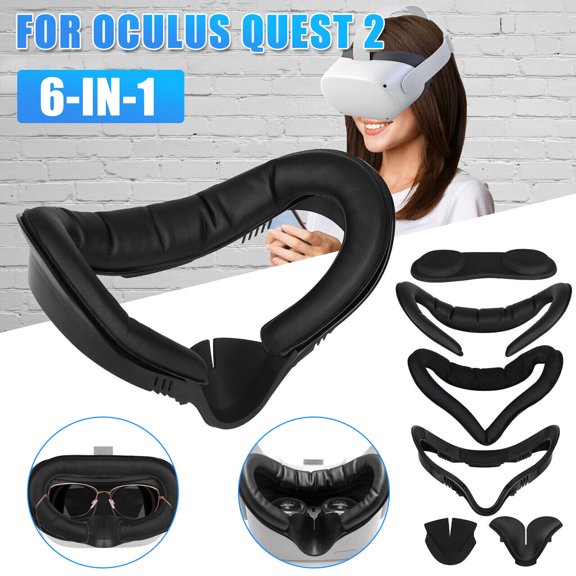 6-in-1 Anti-Sweat PU Leather Face Cover for Oculus Quest 2 VR – Enhanced Comfort Light Blocking
