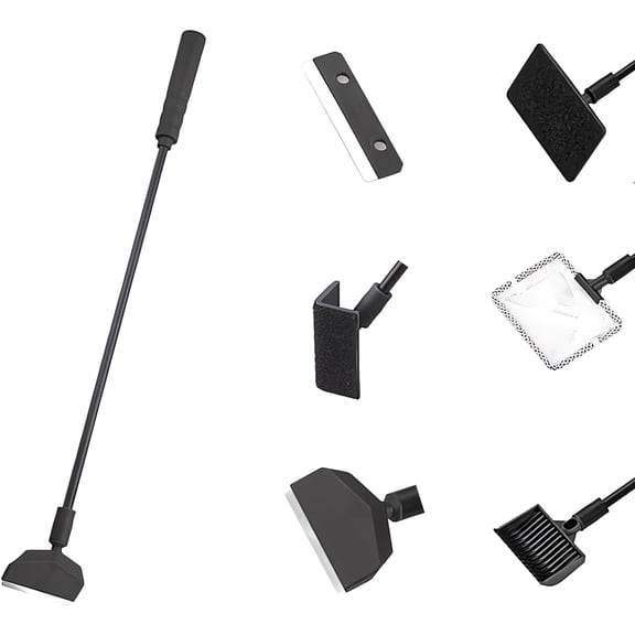 6-in-1 Aquarium Cleaning Tools Fish Tank Cleaning Kit with Long Handle, Algae Scraper,Flat Cleaning Pad,Right-Angle Cleaning Pad,Fish Net, Gravel Rake