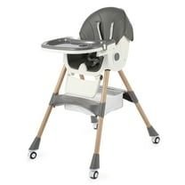 3 in 1 Convertible Baby High Chair, Easy to Clean, Adjustable and Removable Tray, Compact and Portable High Chair, Foldable High Chair with Adjustable Footrest, Grey