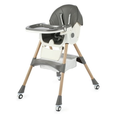 3 in 1 Convertible Baby High Chair, Easy to Clean, Adjustable and Removable Tray, Compact and Portable High Chair, Foldable High Chair with Adjustable Footrest, Grey