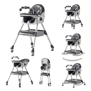 3 in 1 Baby High Chair Portable Infant Feeding Chair Convertible Booster Chair Seat with Removable Tray, Foldable Toddler Stools Attached to Table for Eating,PU Leather,for Infants to Toddlers,GREY