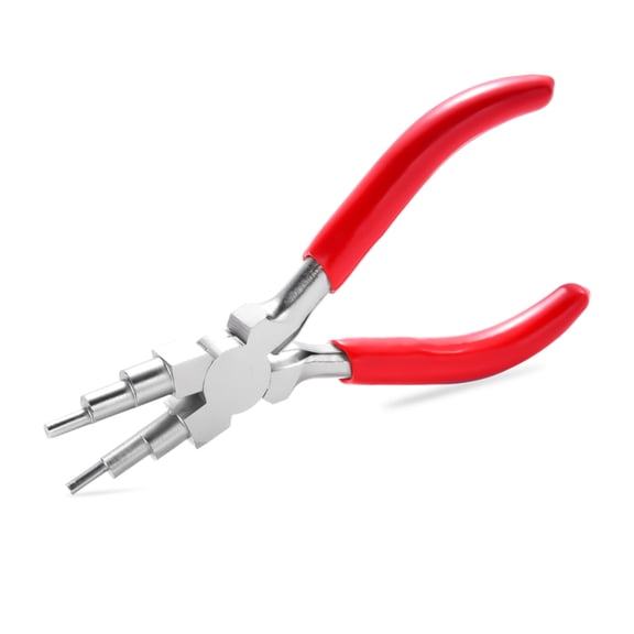 6-in-1 Bail Making Pliers 45# Carbon Steel 6-Step Multi-Size Wire Looping Forming Pliers Ferronickel for Loops and Jump Rings Red