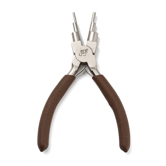 6-in-1 Bail Making Pliers Steel 6-Step Multi-Size Wire Looping Forming Pliers for Loops and Jump RingsCoconut Brown 13.15x7.8x1.2cm