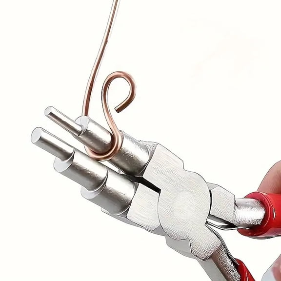 6 in 1 Bail Making Pliers Wire Looping Forming Pliers with Non-Slip Comfort Grip Handle for 3mm to 9.5mm Loops and Jump Rings, Red