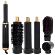 6-in-1 Blow Dryer Brush, 110V Hair Styler & Volumizer, Negative Ion Hot Curling Iron with Left/Right Waver, Straightener Comb & Concentrator, 360  Rotation Line, 3-Level for All Hair Types, Black