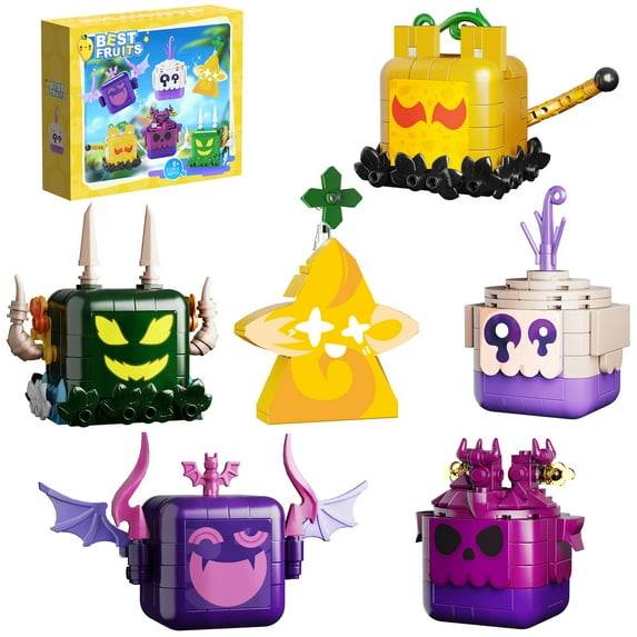6 in 1 Blox Fruit Building Blocks Sets Fun Cute Fruit Toy Collectible Gifts for Kids Fans Aldults Birthday (494 Pcs)
