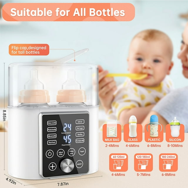 6in1 Bottle Warmer, Fast Baby Bottle Sterilizer Babies Food Heater