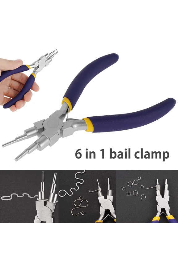 6 in 1 Carbon Steel Bail Making Pliers for Jewellery Making,Round Nose Looping Pliers DIY Tools for Wire Bending Jump Ring,Crafts Making Tool