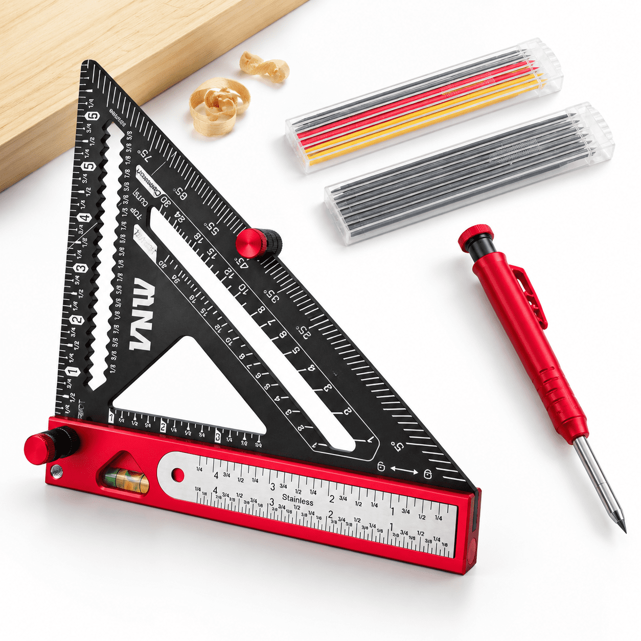 6-in-1 Carpentry Rafter Square with Carpenter Pencil, Protractor ...
