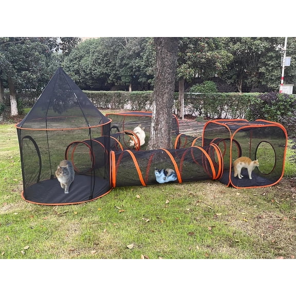 6 in 1 Cat Enclosure Cat Tunnel for Outside Rabbit and Small Animals Tent with Carry Bag