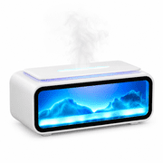 6-in-1 Cool Mist Humidifier Bluetooth Speaker, 400ml Desktop Humidifier with RGB Ambient Light, Gradient Flame Mist, Aroma Diffuser Compatible & Remote Control for Bedroom Office Dorm