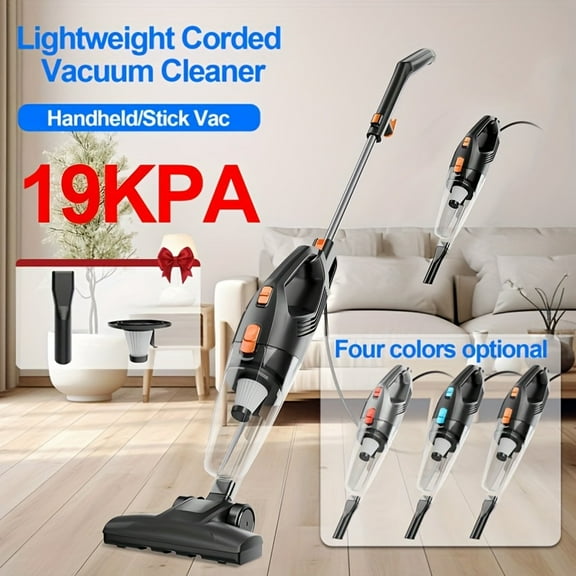 6-in-1 Corded Stick/Handheld Vacuum Cleaner | HEPA Filter & Crevice Tool | Lightweight Portable, Washable Dust Cup | ABS Sweeper for Car, Pet Hair Removal (120V) | Works on Floors, Plug-Compatible