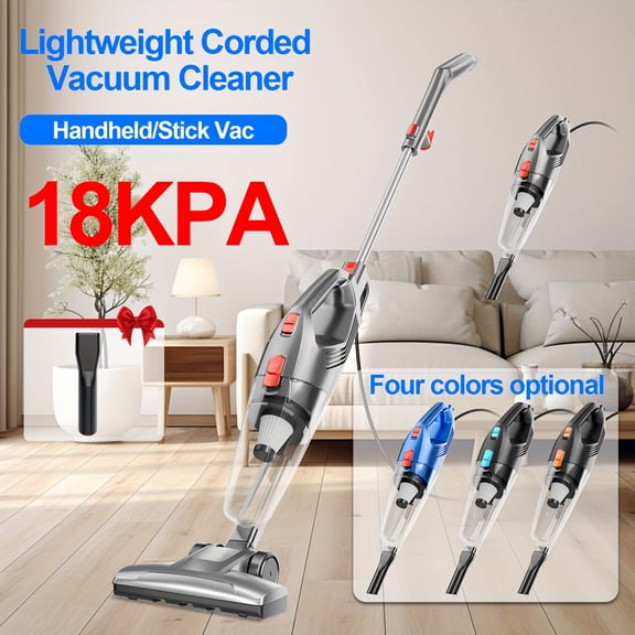 6-in-1 Corded Stick/Handheld Vacuum - HEPA Filter & Crevice Tool! Lightweight, 120V, washable dust cup (ABS material). Ideal for floors, car cleaning & pet hair removal, plug-compatible