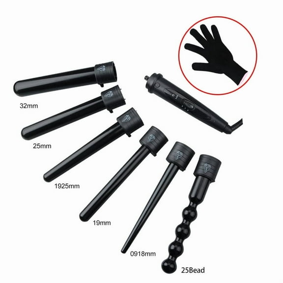 6-in-1 Curling Iron Professional Curling Wand Set Instant Heat Up Hair Curler with 6 Interchangeable Ceramic Barrels