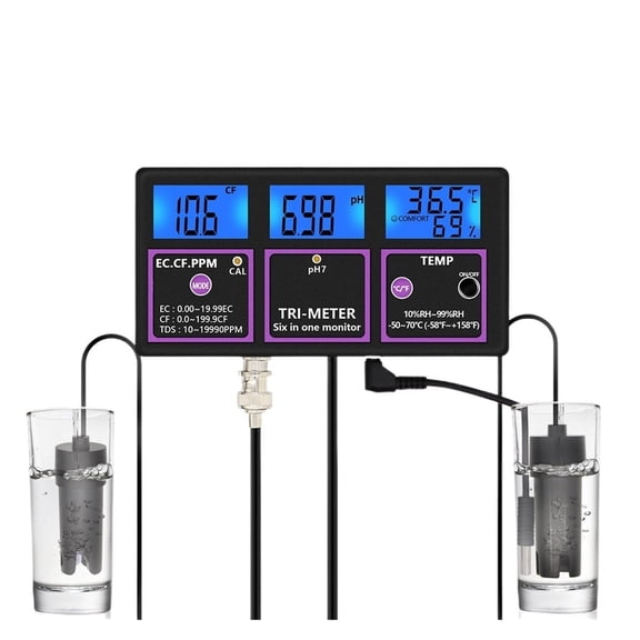 6 in 1 Digital PH EC CF Meter RH TDS Temperature Analyzer Water Quality Tester Six In One Monitor For Aquarium Pool