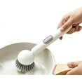 thumbnail image 1 of 6-in-1 Dish Brush with Detergent Dispenser Features Adjustable Angle and Rotating Scrub Function, Suitable for Cleaning pots, Pans, Dishes and Utensils. Comes with Wall Mount, Ideal for use on Sink, 1 of 9