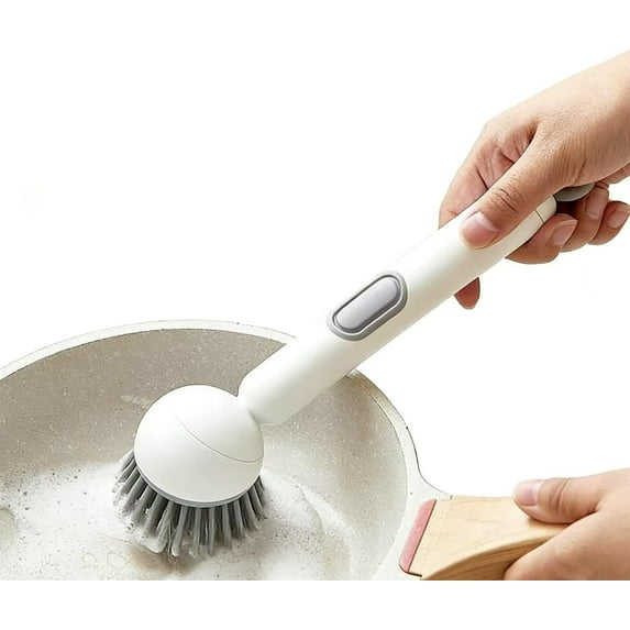 6-in-1 Dish Brush with Detergent Dispenser Features Adjustable Angle and Rotating Scrub Function, Suitable for Cleaning pots, Pans, Dishes and Utensils. Comes with Wall Mount, Ideal for use on Sink