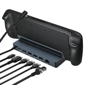 Docking Station 4K@60Hz for Steam Deck OLED/ROG Ally, 6 in 1 Stream Deck Dock with HD-MI 2.0, Gigabit Ethernet, 3 USB 3.0, 100W Charge for Steam Deck