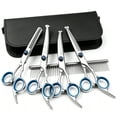 thumbnail image 1 of 6-in-1 Dog Grooming Scissors Kit, Stainless Steel Dog Scissors for Grooming with Curved Scissors & Comb, for Home & Professional Pet Grooming, Blue, 1 of 8