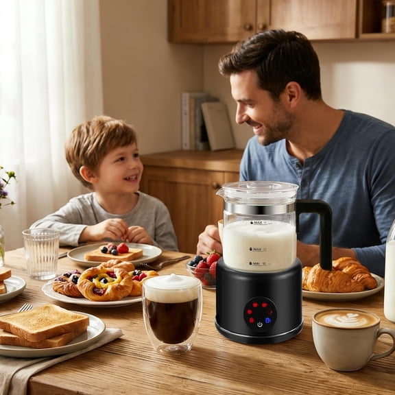 6-in-1 Electric Milk Frother and Steamer with Touch Screen, 17oz Auto Shut Off Hot Cold Foam Maker for Coffee Latte Cappuccino