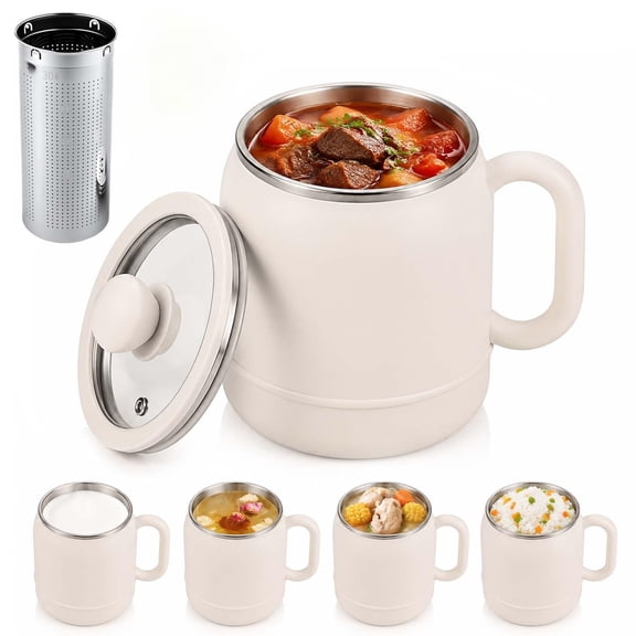 6-in-1 Electric Stewing Cup – Portable Cooker with Smart Touch Control, 12H Keep Warm, Double Layer Insulation, Non-Stick for Home and Travel