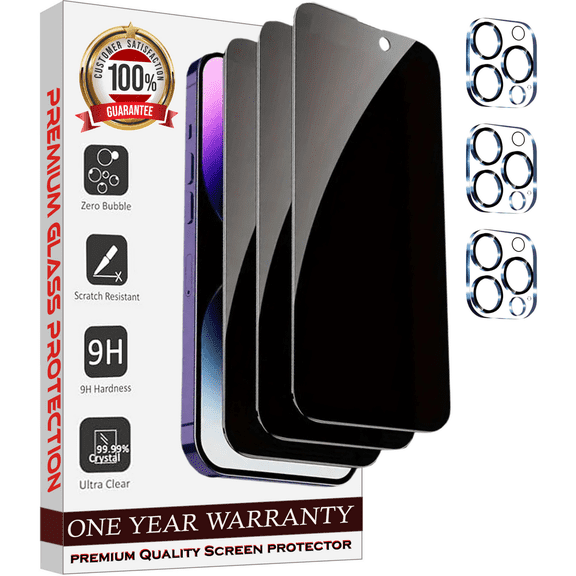 6-in-1 Entronix Duo Pack Camera Lens Protector And Anti-Spy Tempered Glass Screen Protector For iPhone 16 Pro Max, Case Friendly Pack of 3 Clear Camera Glasses, 3 Privacy Screen Protectors