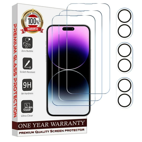 6-in-1 Entronix Duo Pack Camera Lens Protector And Tempered Glass Screen Protector For iPhone 16, Case Friendly Pack of 3 Clear Camera Glasses, 3 Premium Clear Screen Protectors