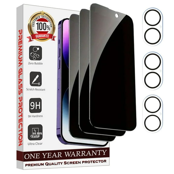 6-in-1 Entronix Duo Pack Camera Lens Protector And Anti-Spy Tempered Glass Screen Protector For iPhone 16, Case Friendly Pack of 3 Clear Camera Glasses, 3 Privacy Screen Protectors