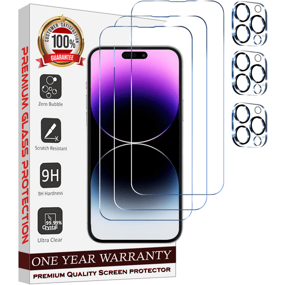 Entronix 6-in-1 Camera Lens and Screen Protector Pack for iPhone 16 Pro, Clear