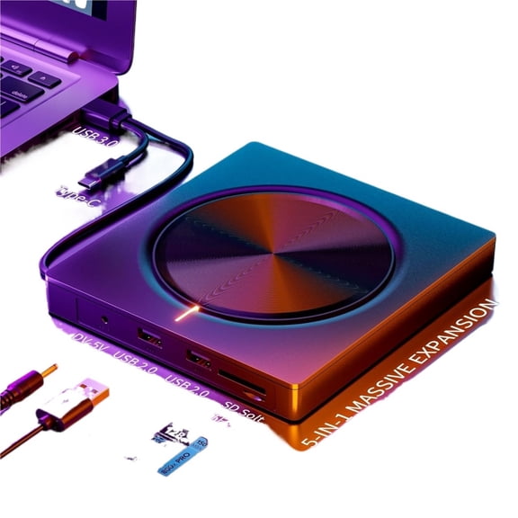 6-in-1 External CD/DVD Drive Player for Laptop Portable DVD Reader Writer ROM Drive for Laptop Desktop Mac,Windows 11/10/8/7