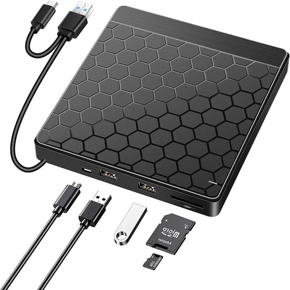 6 in 1 External DVD Drive USB 3.0 Type C USB Memory Card Out Portable Optical