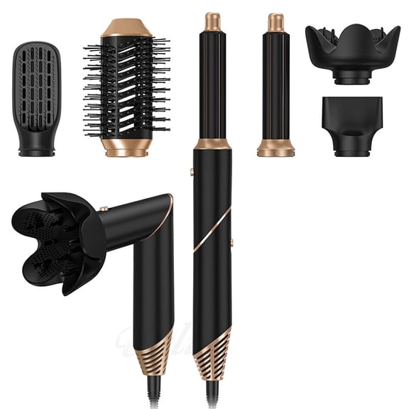 6-in-1 Foldable Hot Air Styler Kit, Professional Hair Dryer Brush System with Auto-Wrap Curlers & Diffuser for All Hair Types