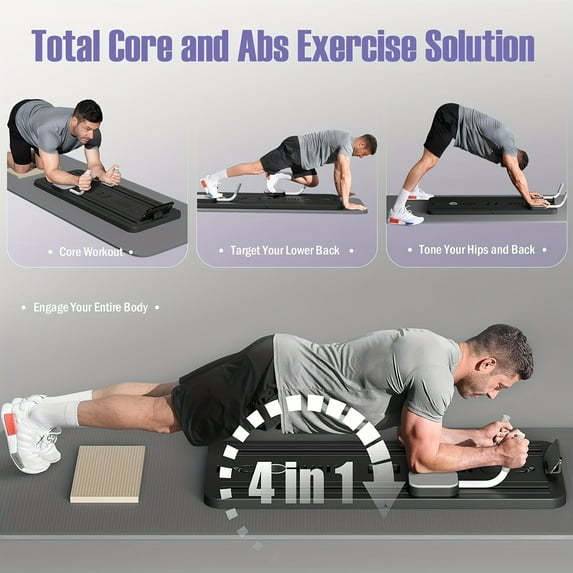 6-in-1 Foldable Pilates Board with Timer - Multifunctional Reformer Kit for Gym, Studio & Travel