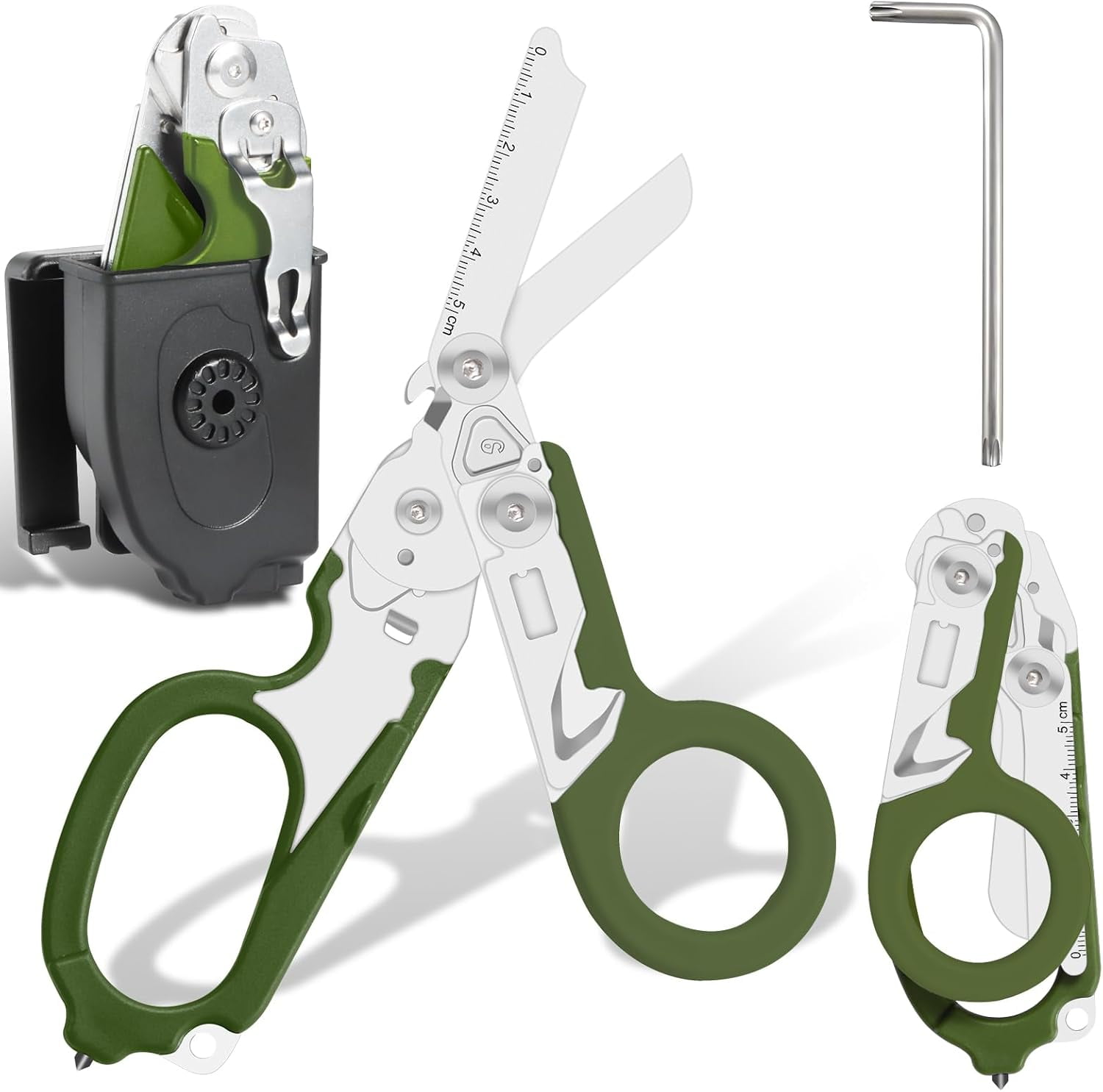 6-in-1 Foldable Trauma Shears with Holster - 420HC Stainless Steel Emergency Response Scissors, Glass Breaker